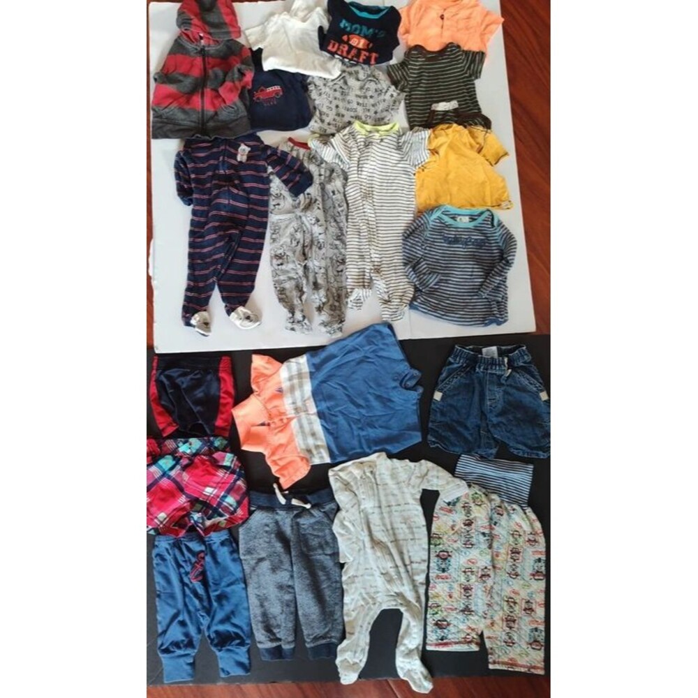 20pcs 6-9m baby boy clothes bundle set clothing pj footies tshirts shorts pants
